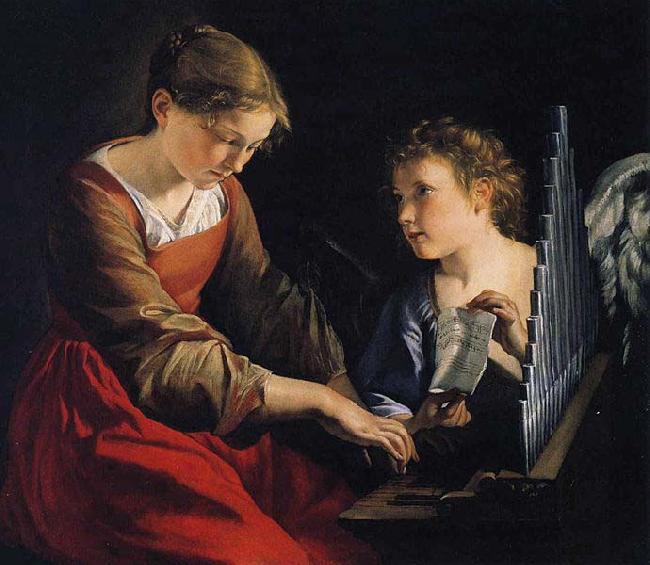 Orazio Gentileschi Saint Cecilia with an Angel Sweden oil painting art